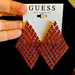 Guess Red Triangle Statement Earrings.
